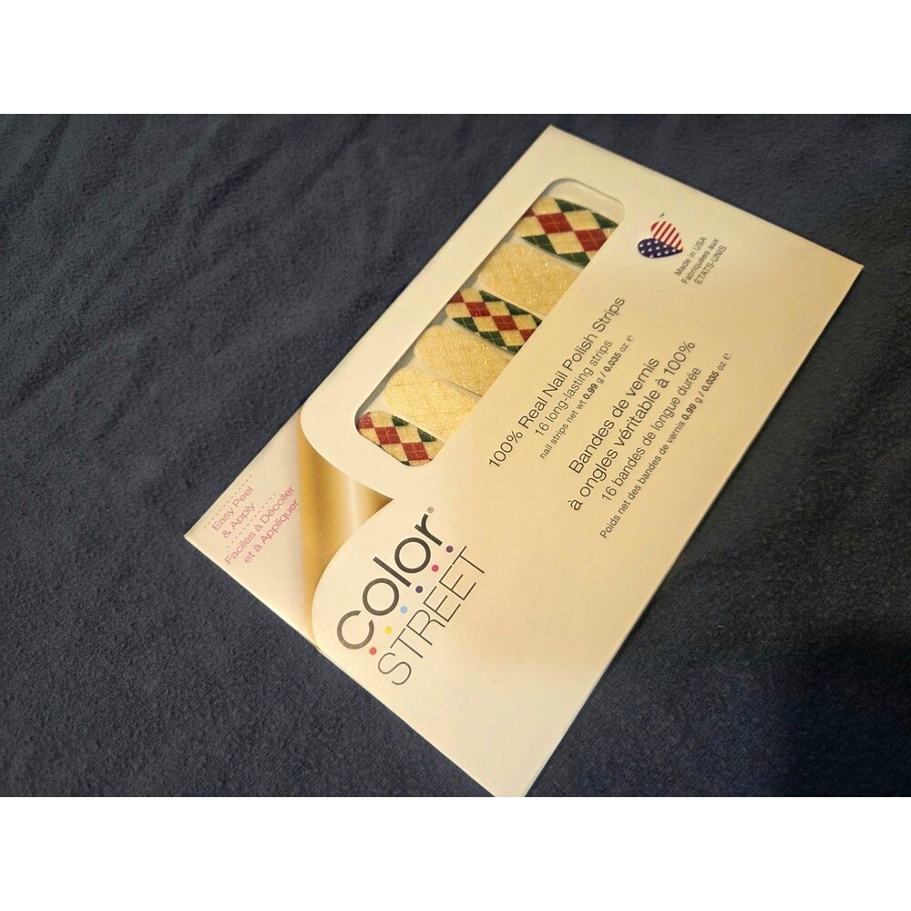 Color Street Press-On Real Nail Polish Strips Gold Multicolor Checking it Twice